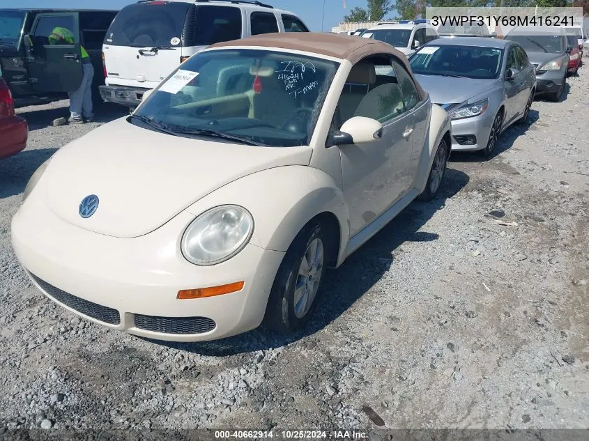 2008 Volkswagen New Beetle S VIN: 3VWPF31Y68M416241 Lot: 40662914