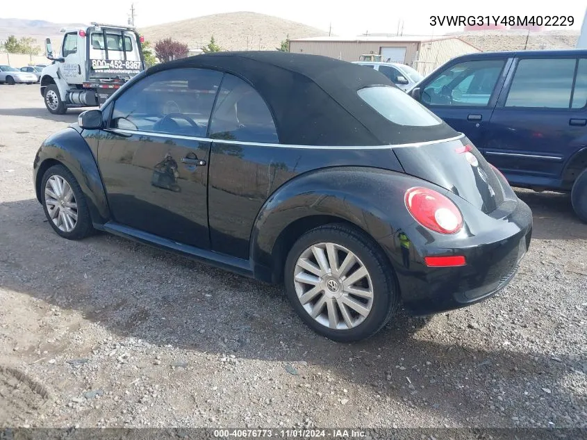 2008 Volkswagen New Beetle Se VIN: 3VWRG31Y48M402229 Lot: 40676773