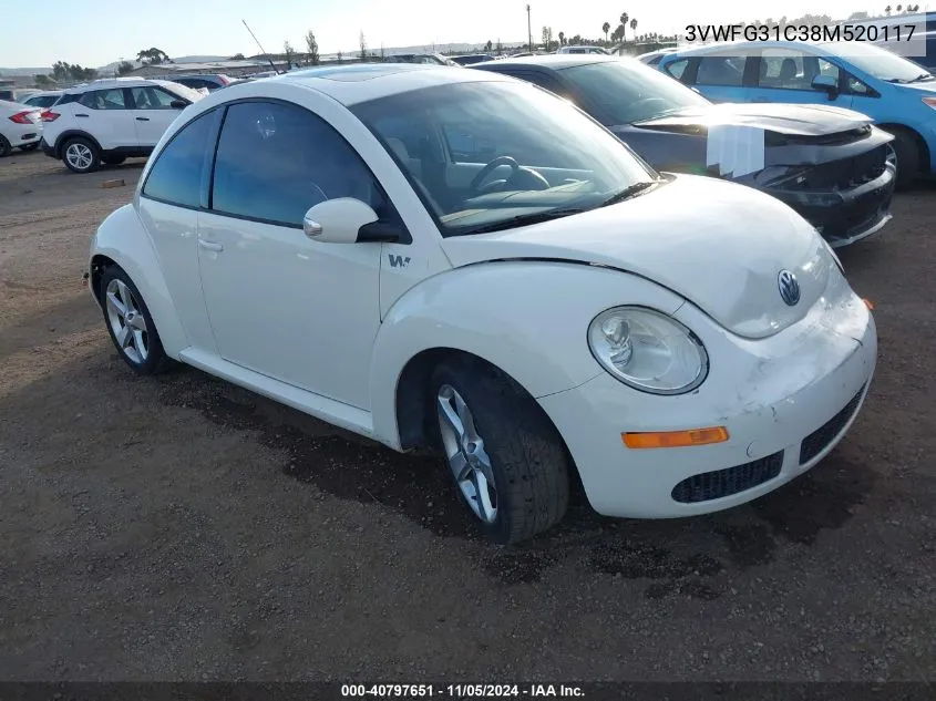 2008 Volkswagen New Beetle Black Tie Edition/Triple White VIN: 3VWFG31C38M520117 Lot: 40797651