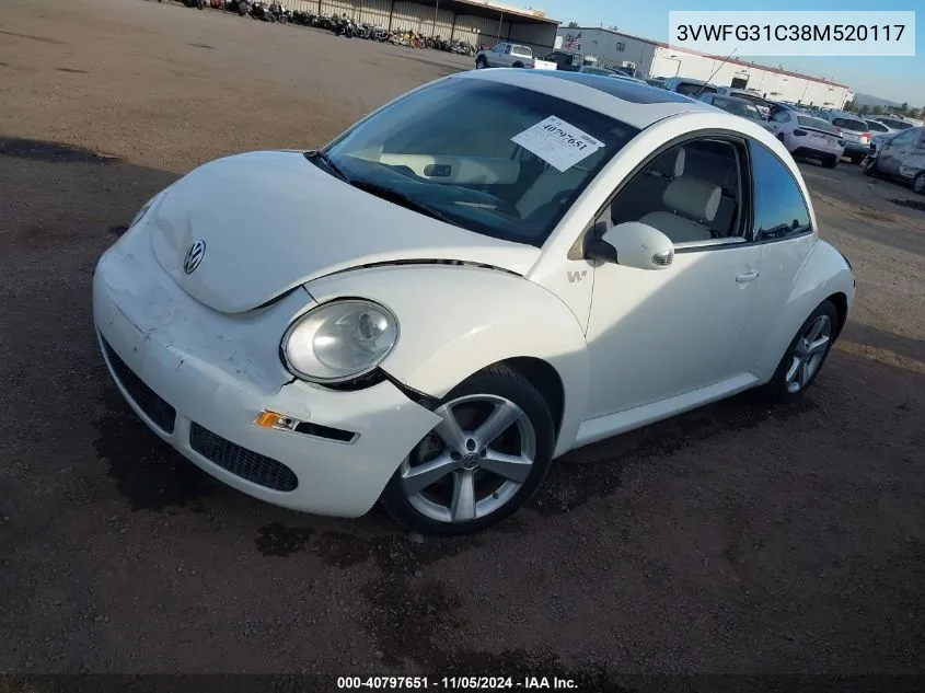 2008 Volkswagen New Beetle Black Tie Edition/Triple White VIN: 3VWFG31C38M520117 Lot: 40797651