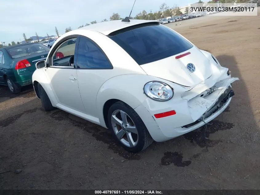 2008 Volkswagen New Beetle Black Tie Edition/Triple White VIN: 3VWFG31C38M520117 Lot: 40797651