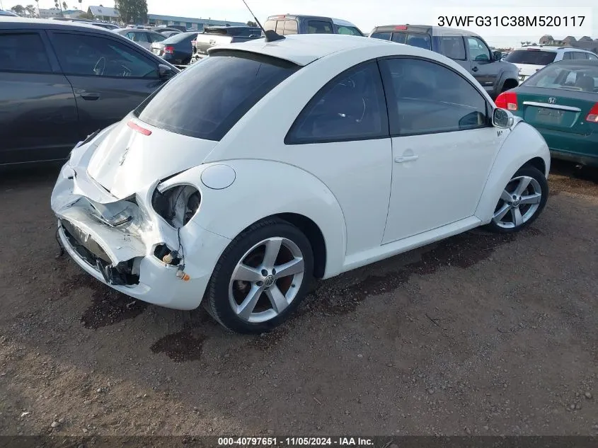 2008 Volkswagen New Beetle Black Tie Edition/Triple White VIN: 3VWFG31C38M520117 Lot: 40797651