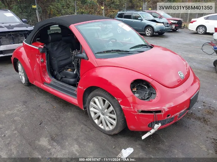 2008 Volkswagen New Beetle Se VIN: 3VWRG31Y58M401350 Lot: 40810747