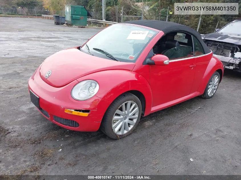 2008 Volkswagen New Beetle Se VIN: 3VWRG31Y58M401350 Lot: 40810747