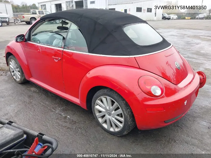 2008 Volkswagen New Beetle Se VIN: 3VWRG31Y58M401350 Lot: 40810747