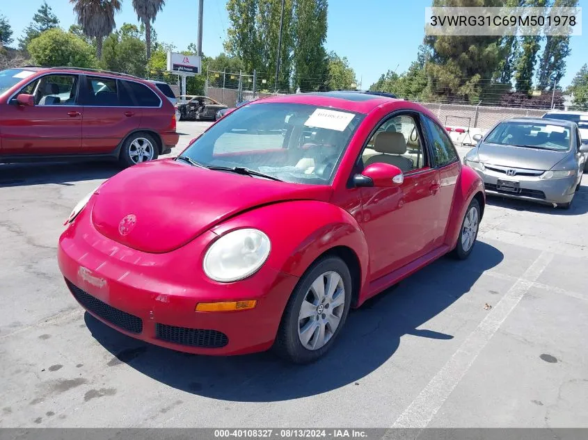 2009 Volkswagen New Beetle 2.5L VIN: 3VWRG31C69M501978 Lot: 40108327