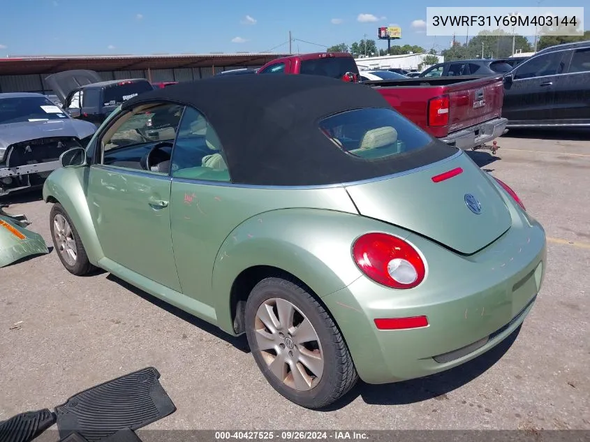 2009 Volkswagen New Beetle S VIN: 3VWRF31Y69M403144 Lot: 40427525