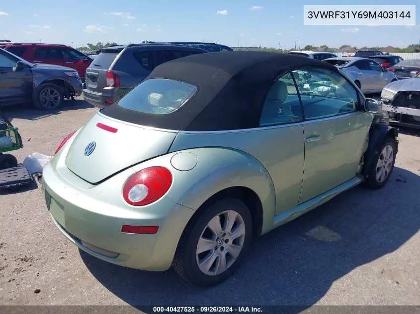 2009 Volkswagen New Beetle S VIN: 3VWRF31Y69M403144 Lot: 40427525