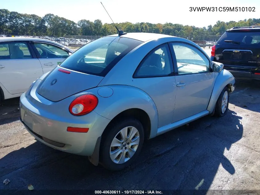 2009 Volkswagen New Beetle 2.5L VIN: 3VWPW31C59M510102 Lot: 40630611