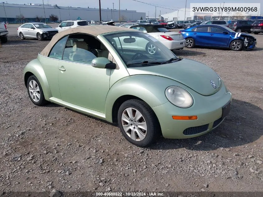 2009 Volkswagen New Beetle 2.5L VIN: 3VWRG31Y89M400968 Lot: 40688522