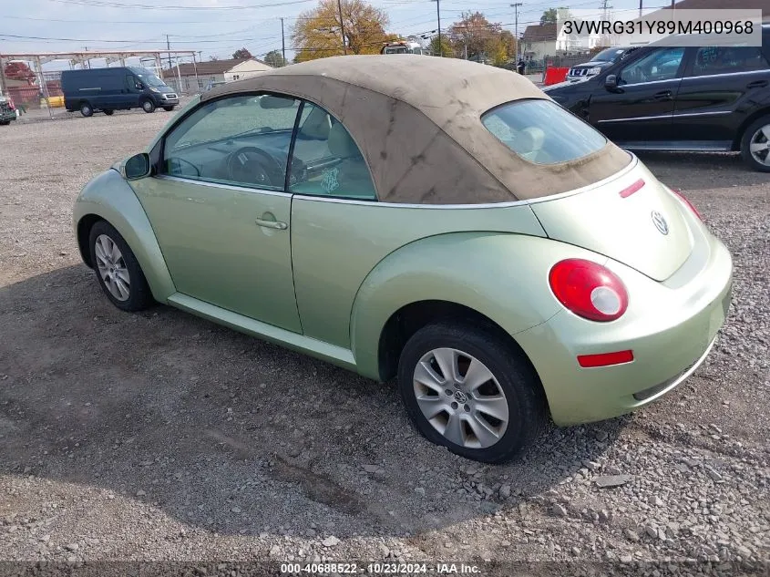 2009 Volkswagen New Beetle 2.5L VIN: 3VWRG31Y89M400968 Lot: 40688522