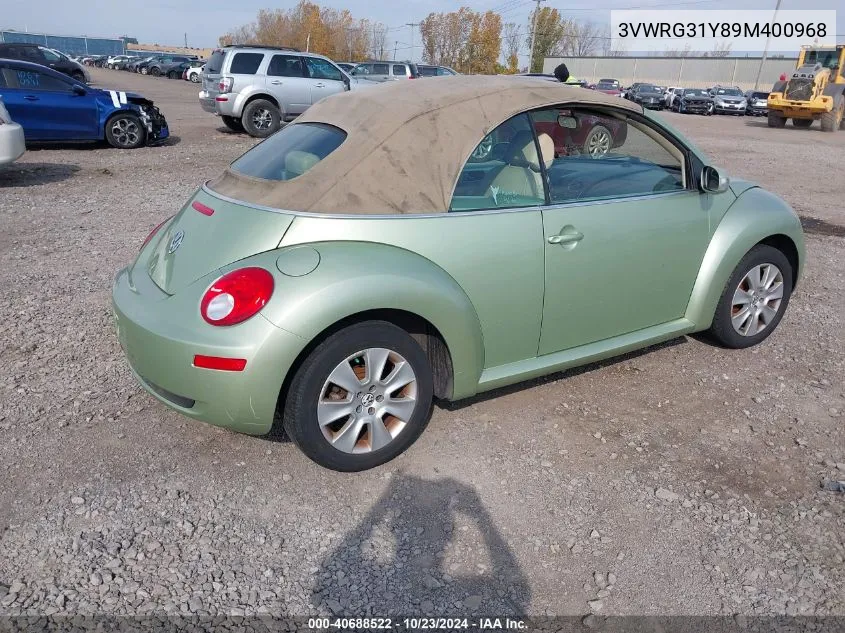 2009 Volkswagen New Beetle 2.5L VIN: 3VWRG31Y89M400968 Lot: 40688522