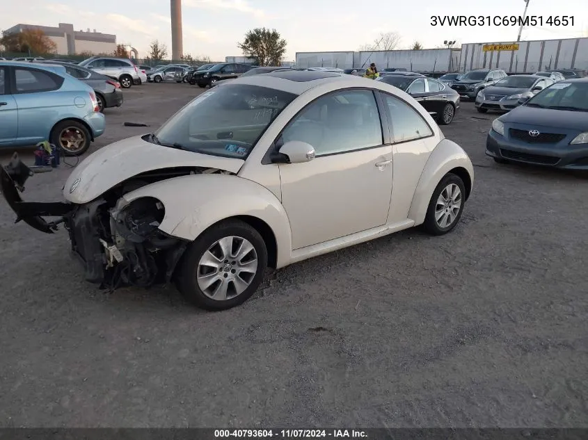 2009 Volkswagen New Beetle 2.5L VIN: 3VWRG31C69M514651 Lot: 40793604