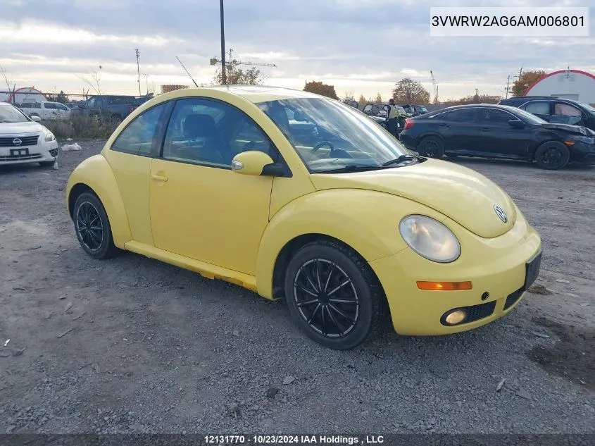 2010 Volkswagen New Beetle VIN: 3VWRW2AG6AM006801 Lot: 12131770