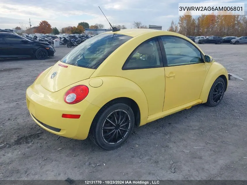 2010 Volkswagen New Beetle VIN: 3VWRW2AG6AM006801 Lot: 12131770