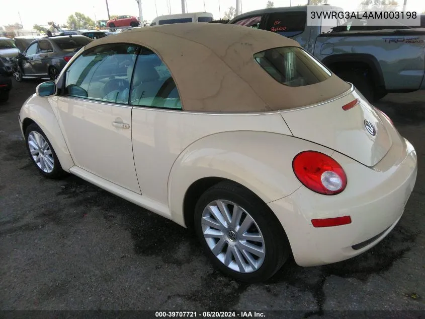 2010 Volkswagen New Beetle 2.5L VIN: 3VWRG3AL4AM003198 Lot: 39707721