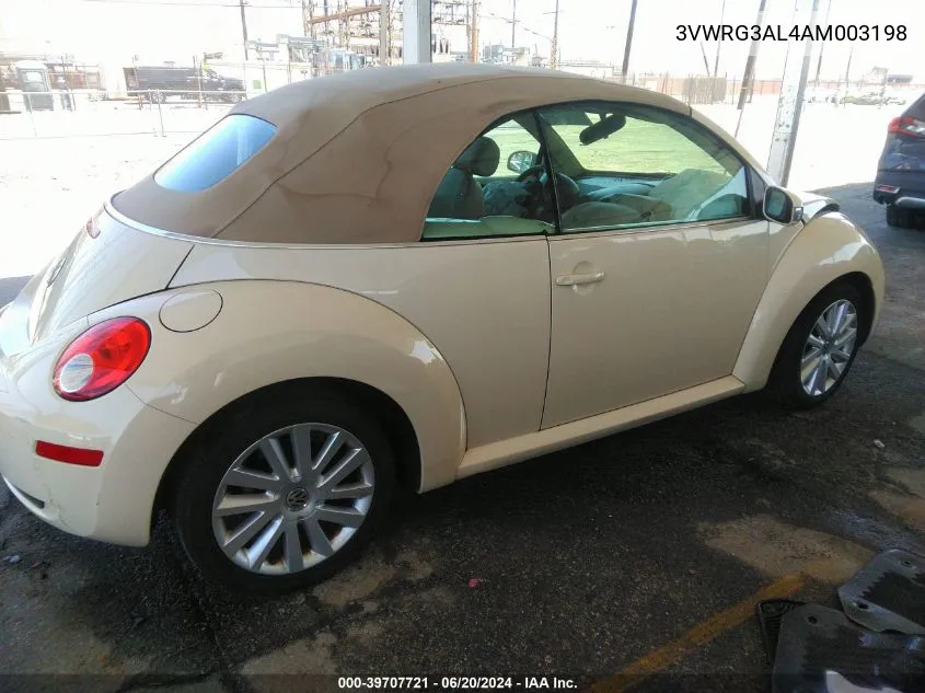 2010 Volkswagen New Beetle 2.5L VIN: 3VWRG3AL4AM003198 Lot: 39707721