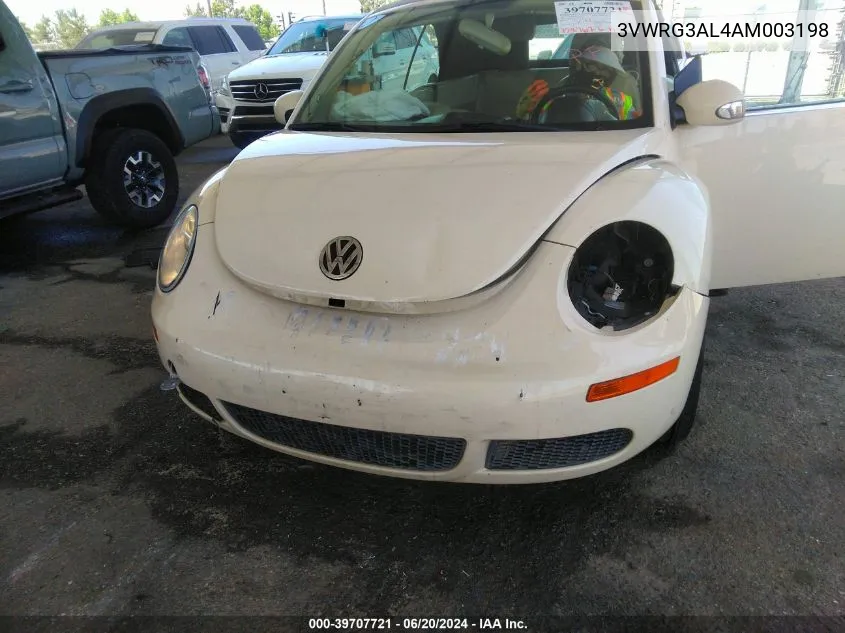 2010 Volkswagen New Beetle 2.5L VIN: 3VWRG3AL4AM003198 Lot: 39707721