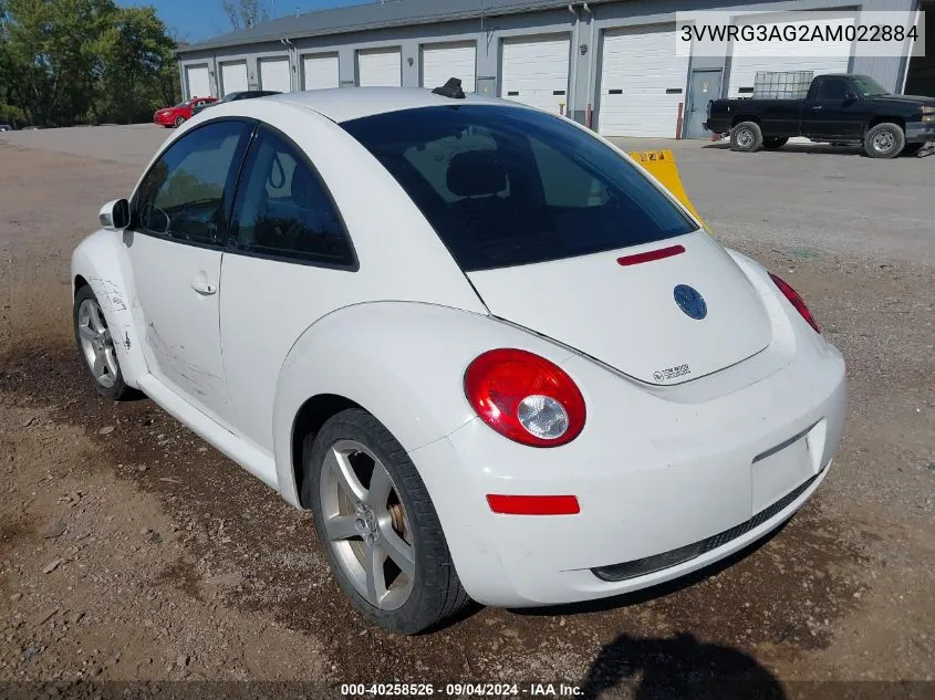 2010 Volkswagen New Beetle 2.5L VIN: 3VWRG3AG2AM022884 Lot: 40258526