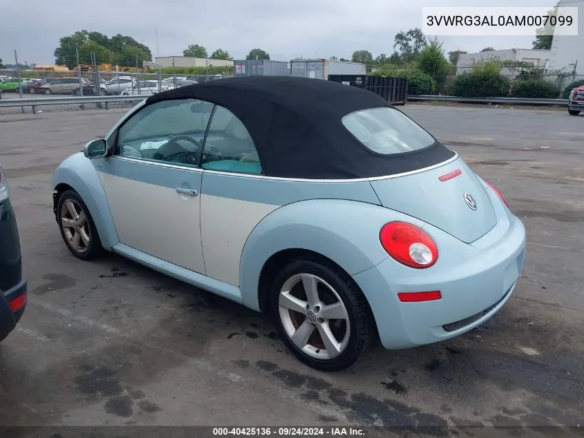 2010 Volkswagen New Beetle 2.5L Final Edition VIN: 3VWRG3AL0AM007099 Lot: 40425136