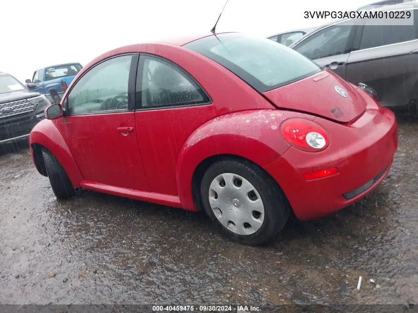 2010 Volkswagen New Beetle VIN: 3VWPG3AGXAM010229 Lot: 40459475