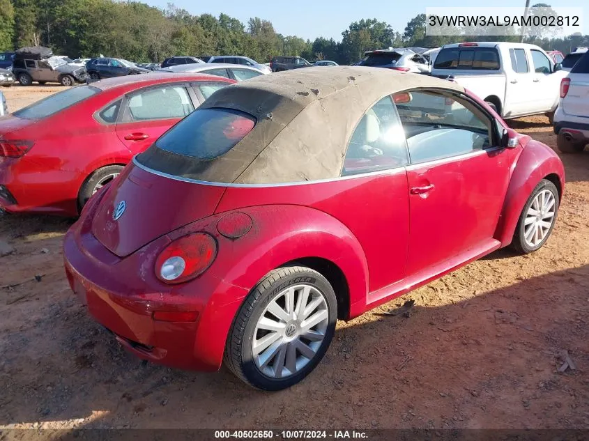 2010 Volkswagen New Beetle VIN: 3VWRW3AL9AM002812 Lot: 40502650