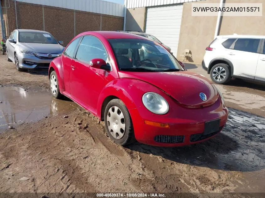 2010 Volkswagen New Beetle 2.5L VIN: 3VWPG3AG2AM015571 Lot: 40539374