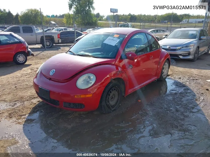 2010 Volkswagen New Beetle 2.5L VIN: 3VWPG3AG2AM015571 Lot: 40539374