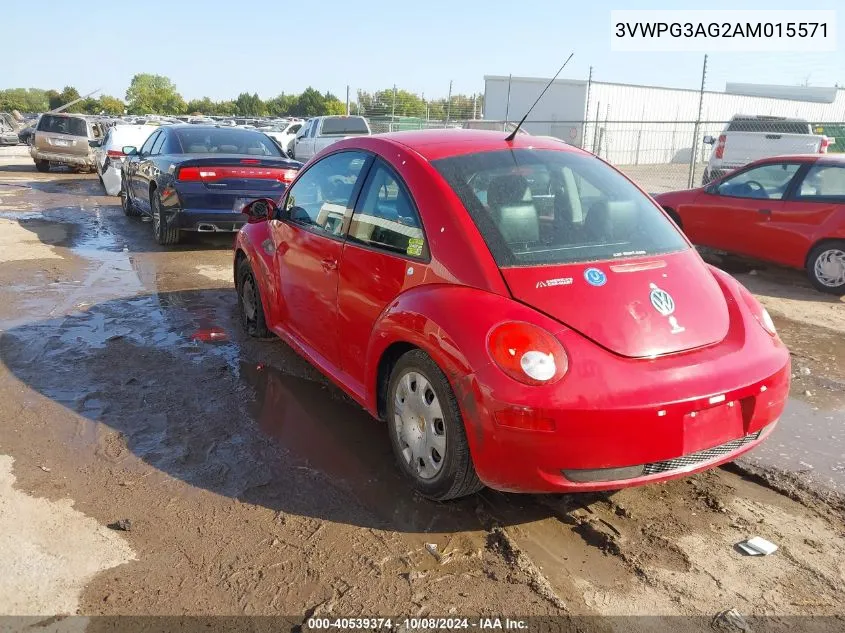 2010 Volkswagen New Beetle 2.5L VIN: 3VWPG3AG2AM015571 Lot: 40539374