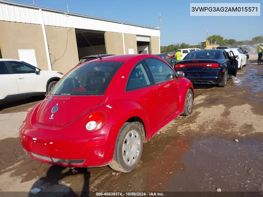 2010 Volkswagen New Beetle 2.5L VIN: 3VWPG3AG2AM015571 Lot: 40539374