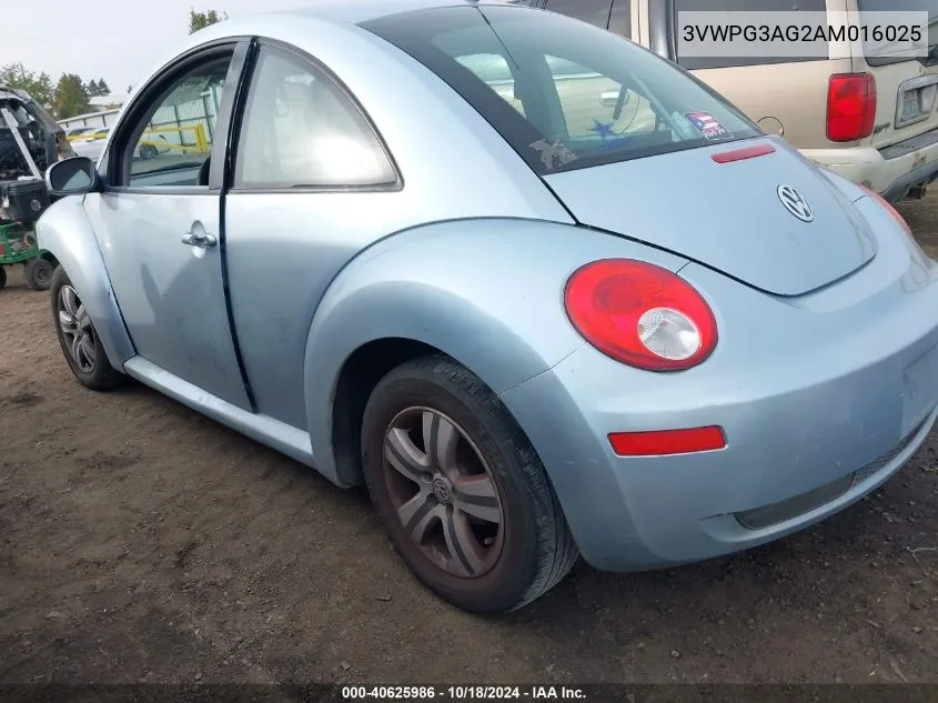 2010 Volkswagen New Beetle 2.5L VIN: 3VWPG3AG2AM016025 Lot: 40625986