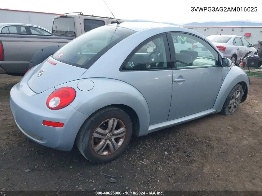 2010 Volkswagen New Beetle 2.5L VIN: 3VWPG3AG2AM016025 Lot: 40625986