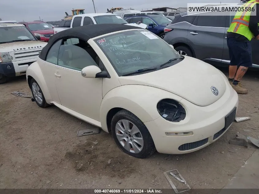 2010 Volkswagen New Beetle 2.5L VIN: 3VWRW3AL8AM005586 Lot: 40746069