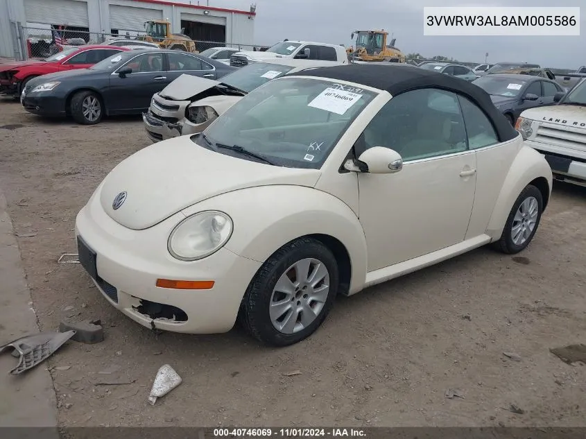 2010 Volkswagen New Beetle 2.5L VIN: 3VWRW3AL8AM005586 Lot: 40746069