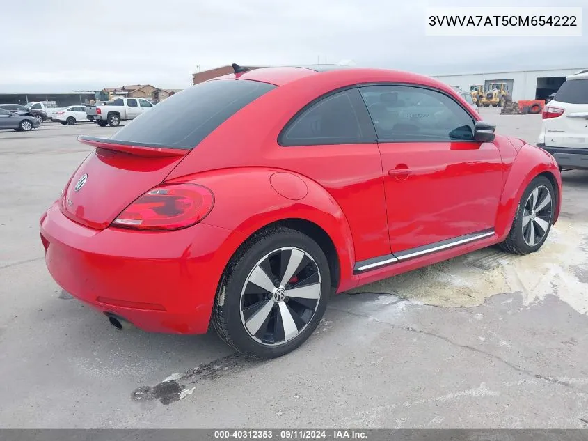 2012 Volkswagen Beetle Turbo VIN: 3VWVA7AT5CM654222 Lot: 40312353