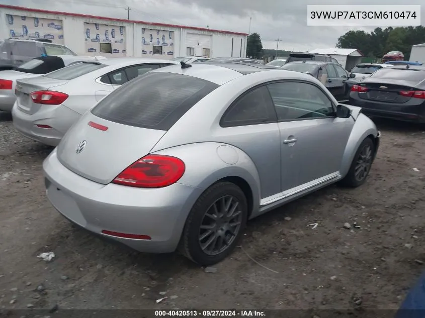 2012 Volkswagen Beetle 2.5L VIN: 3VWJP7AT3CM610474 Lot: 40420513