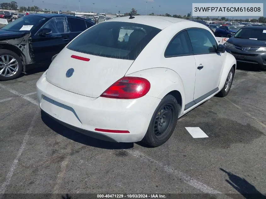 2012 Volkswagen Beetle Entry VIN: 3VWFP7AT6CM616808 Lot: 40471229