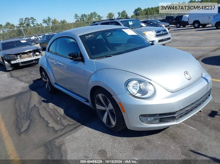 2012 Volkswagen Beetle 2.0T Turbo VIN: 3VW467AT3CM648237 Lot: 40499229