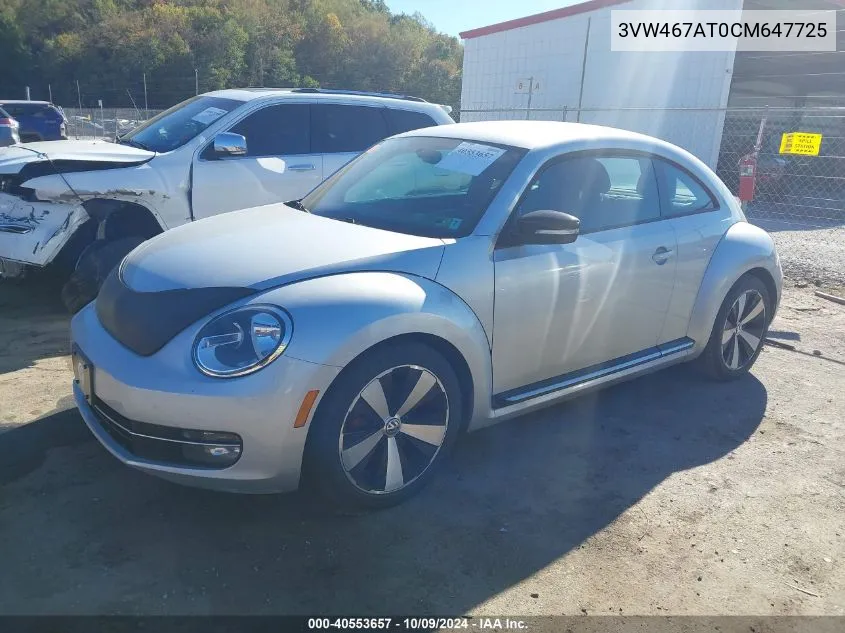 2012 Volkswagen Beetle 2.0T Turbo VIN: 3VW467AT0CM647725 Lot: 40553657