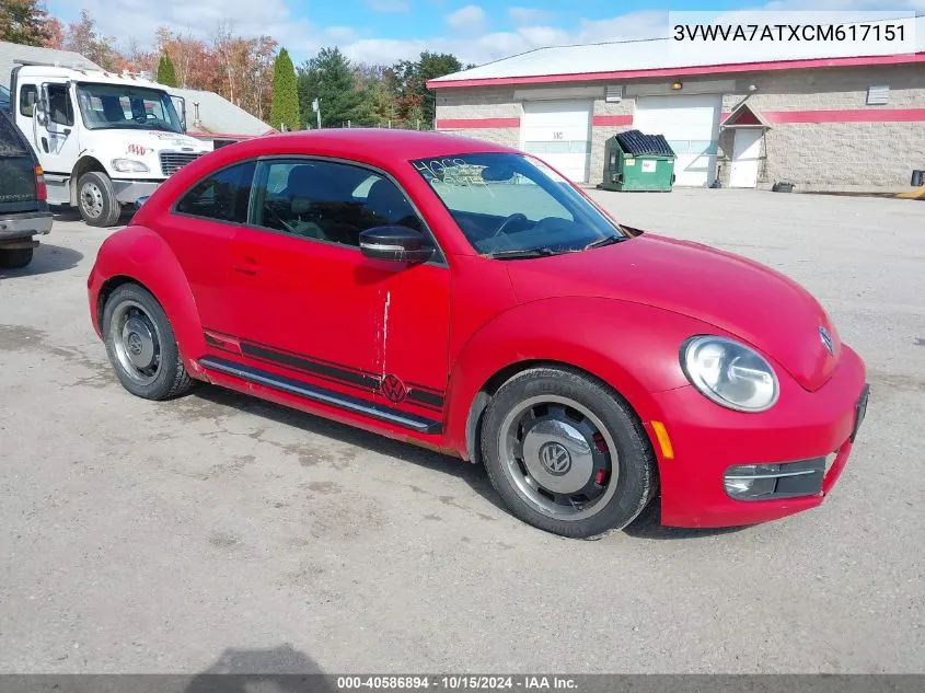 2012 Volkswagen Beetle 2.0T Turbo VIN: 3VWVA7ATXCM617151 Lot: 40586894