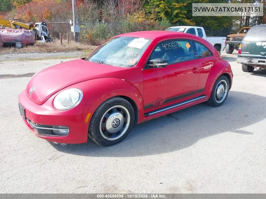 2012 Volkswagen Beetle 2.0T Turbo VIN: 3VWVA7ATXCM617151 Lot: 40586894