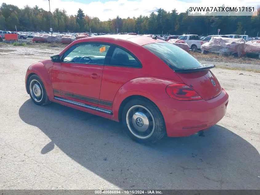 2012 Volkswagen Beetle 2.0T Turbo VIN: 3VWVA7ATXCM617151 Lot: 40586894