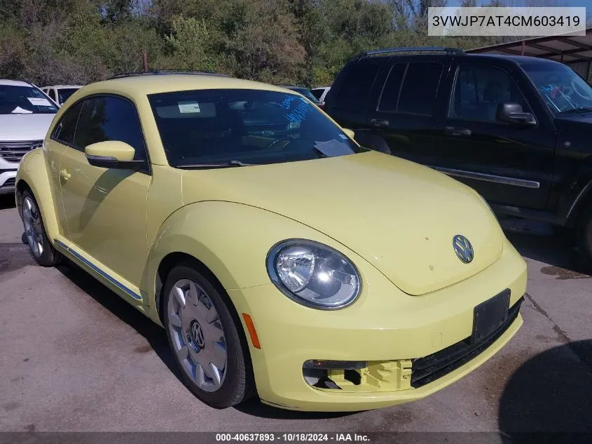 2012 Volkswagen Beetle 2.5L VIN: 3VWJP7AT4CM603419 Lot: 40637893