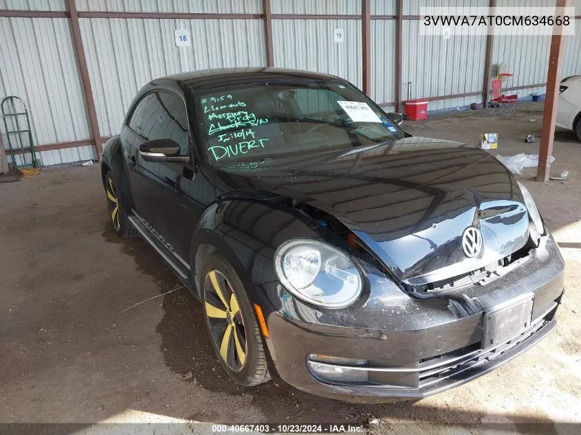 2012 Volkswagen Beetle 2.0T Turbo VIN: 3VWVA7AT0CM634668 Lot: 40667403