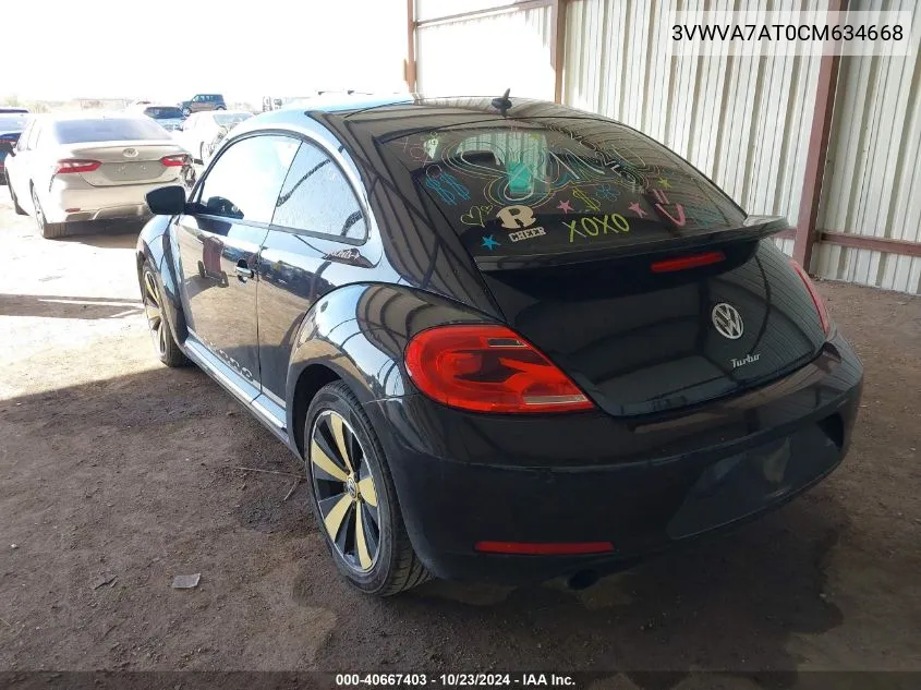 2012 Volkswagen Beetle 2.0T Turbo VIN: 3VWVA7AT0CM634668 Lot: 40667403