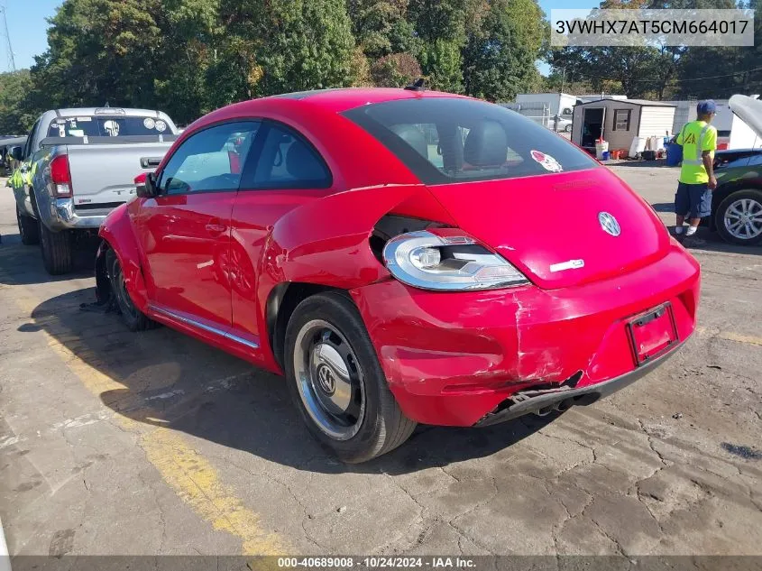 2012 Volkswagen Beetle 2.5L VIN: 3VWHX7AT5CM664017 Lot: 40689008