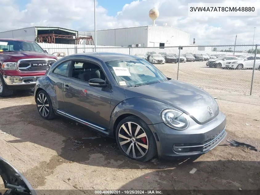 2012 Volkswagen Beetle 2.0T VIN: 3VW4A7AT8CM648880 Lot: 40690201