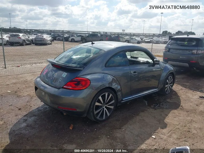 2012 Volkswagen Beetle 2.0T VIN: 3VW4A7AT8CM648880 Lot: 40690201