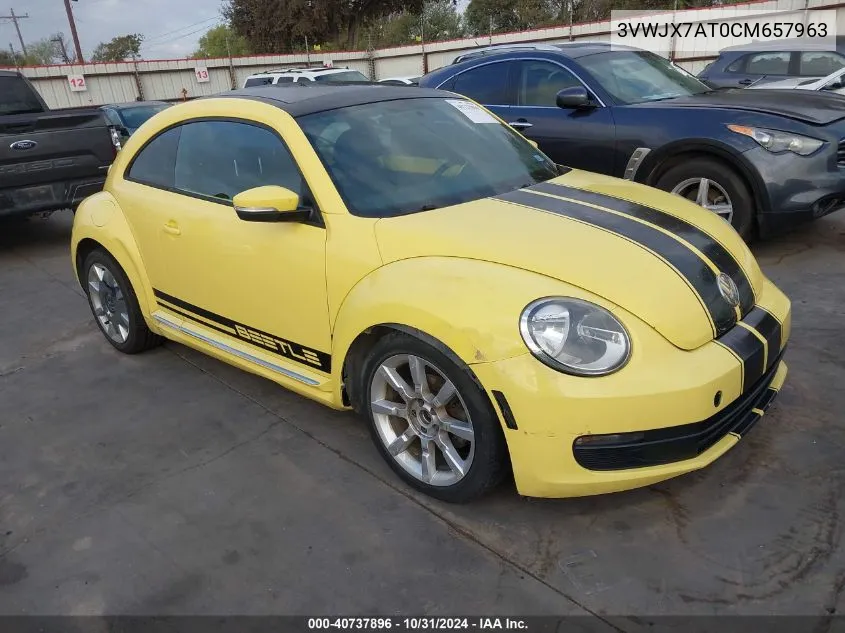 2012 Volkswagen Beetle 2.5L VIN: 3VWJX7AT0CM657963 Lot: 40737896