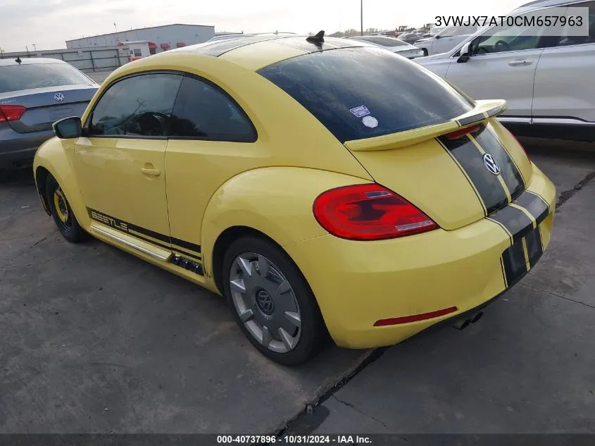 2012 Volkswagen Beetle 2.5L VIN: 3VWJX7AT0CM657963 Lot: 40737896